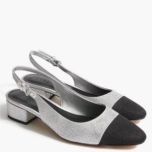 NWOB J crew Rhinestone low-heel slingbacks